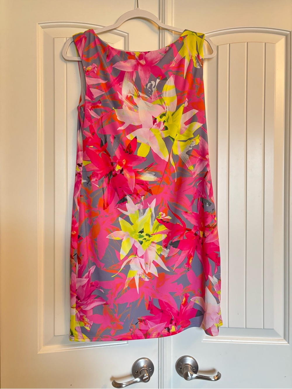 Trina Turk Pink & Neon Yellow Floral Sleeveless Shift Dress